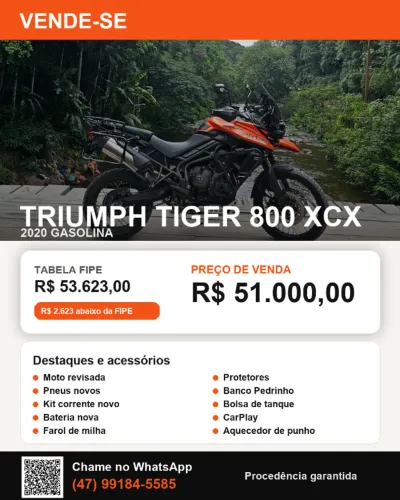 Vende-se Triumph Tiger 800 XCX 2020- Abaixo da FIPE