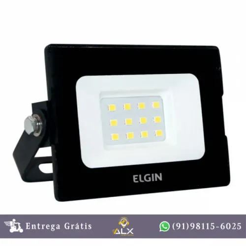 Refletor Led 10w 10x6cm 6500k Branca Fria Preto Bivolt *ENTREGA GRÁTIS*