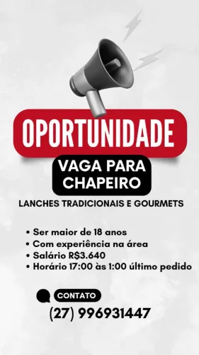 Vaga para chapeiro com experiência 