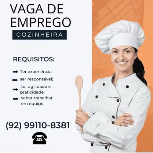 Vaga de emprego: Cozinheira