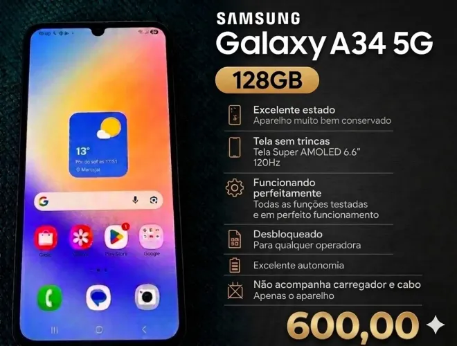 Samsung Galaxy A34 5g 128GB usado