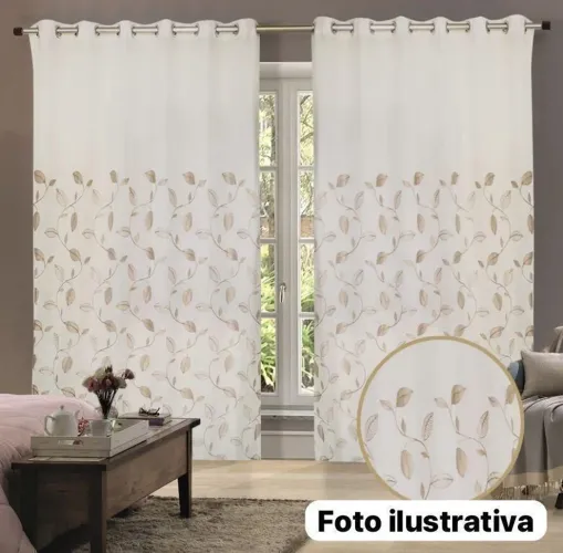 Cortina bordada para sala