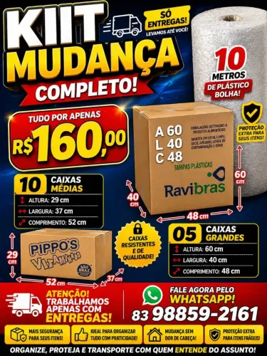 Caixas de papelão Kit 15 cxs para Mudanças de papelão+ plástico bolha caixas reforçadas 