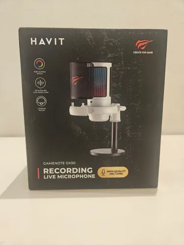 Microfone Gamer Havit GameNote GK50 USB-C RGB Cardioide