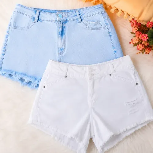 Short Jeans Feminino 2 Shorts Veste 40_42 Usados em Excelente Condição