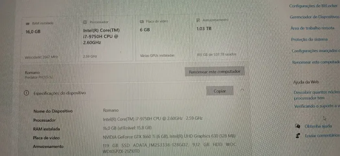 Nootbook gamer Predator helios 300