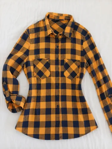 Camisa xadrez feminina Amarela M