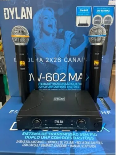 Microfone Sem fio Duplo Dylan DW 602 MAX
