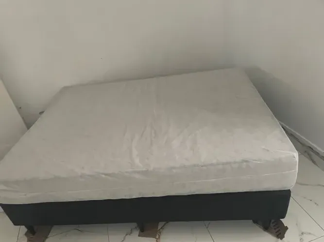 Base Sommier Ortobom Nobuck Black, Incluindo Colchão Prata Spring