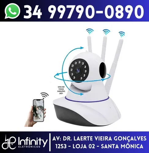 Câmera Wifi Ip Robô 360º Monitorada por App no Celular