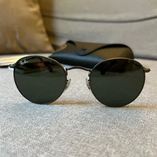 Óculos de Sol Ray-bam Round safira preto ponta de estoque 