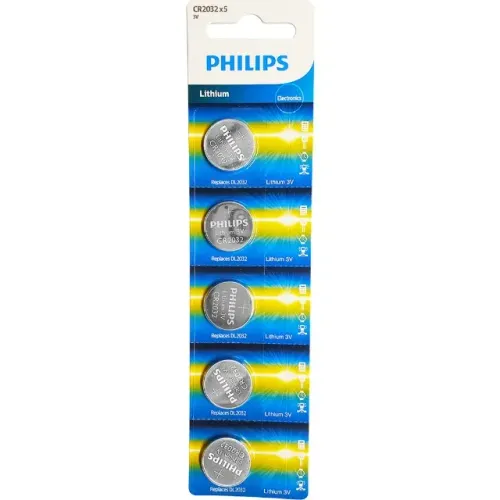 Bateria Philips Lítio Cr 2032 3v Cartela 5 Un Placa Mãe