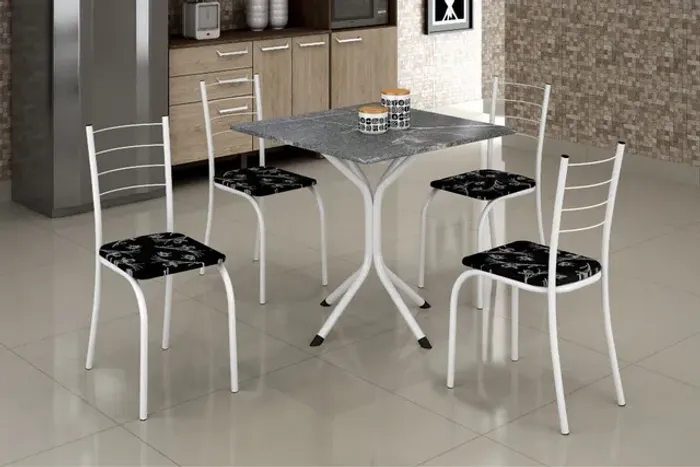 Mesa Granitada 70x70 com 4 cadeiras 3 cores