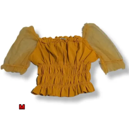 Cropped manga curta em tule M