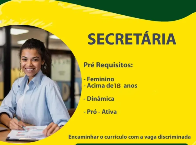 Vaga de emprego para secretária( feminino)