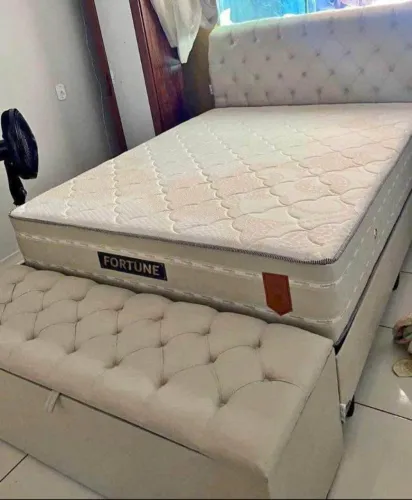 Cama Box Casal com Baú e Colchão Fortune