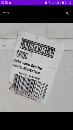 Vendo Cuba Vidro Quartzo Cristal 42x42x14cm ASTRA