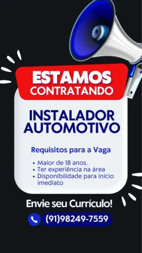 Vaga de Emprego instalador de acessórios e Aplicador de insulfilm
