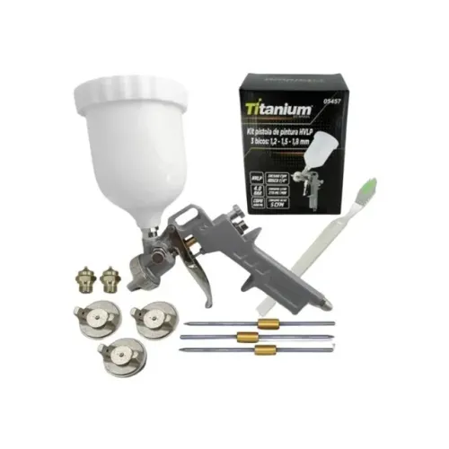 Pistola De Pintura Hvlp Prof 5457 Titanium + 3 Bicos Kit