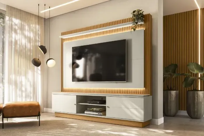 Home com LED - Estante Ripado para TVs de até 75
