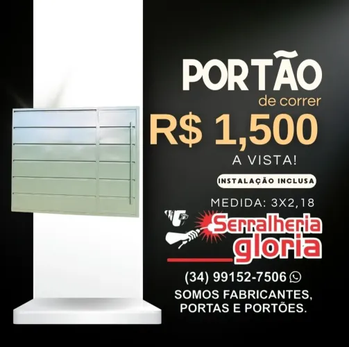 Portão de correr 3x2,18 com instalação inclusa