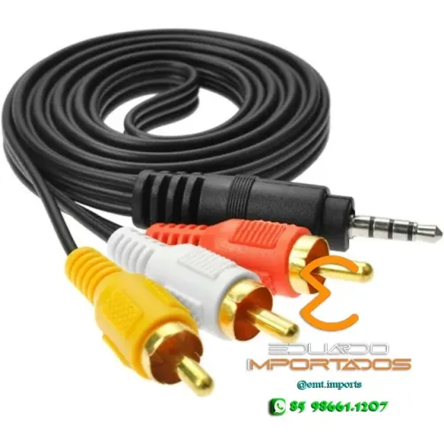 Cabo Áudio Vídeo P3 3,5mm x 3 RCA 1,5 Metros