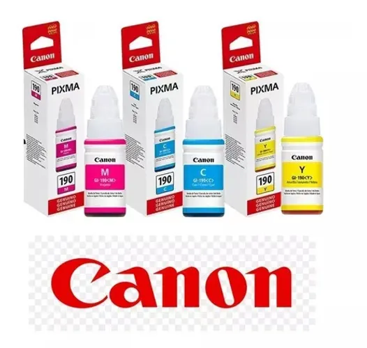 Refil deTinta Canon 190 Coloridos G3110 G4100 G3100 G-190 ,Azil,Amarlo,Vermelho