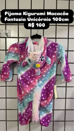 Pijama kigurumi macacão fantasia unicórnio 100cm - R$ 100