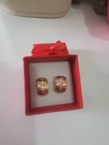Brincos 2.76g Diamantado com 3 tipos de ouro