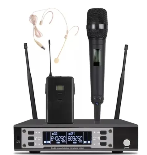 Microfone sem fio canal duplo - Bastao e Headset 