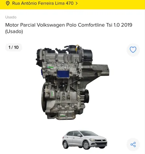 MOTOR PARCIAL VOLKSWAGEN POLO 1.0 TSI 2019 COM NF E GARANTIA