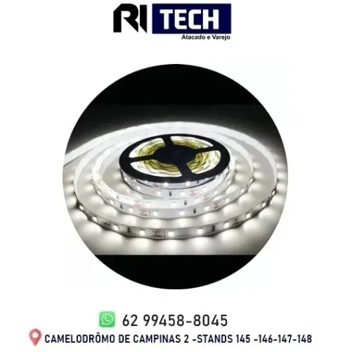 Fita Led 5050 Rolo 5m Leds Branco Frio com Fonte 12V