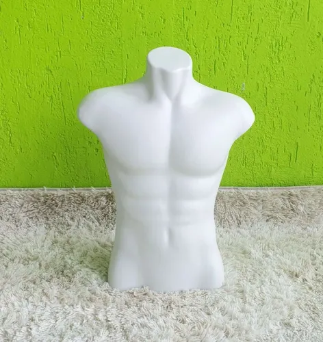 Busto masculino em plastico branco 