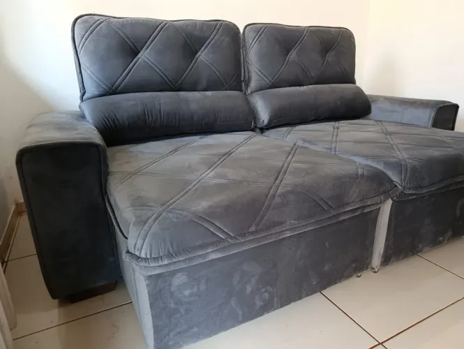 Sofá Novo 2,30m Retrátil e Reclinável Tecido Veludo