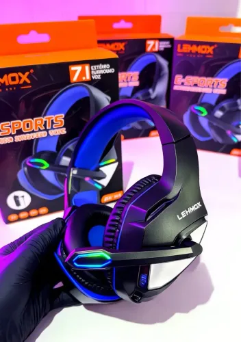 Headset Gamer Lehmox Usb Com Microfone Azul Lef1210 - Fazemos Entregas 