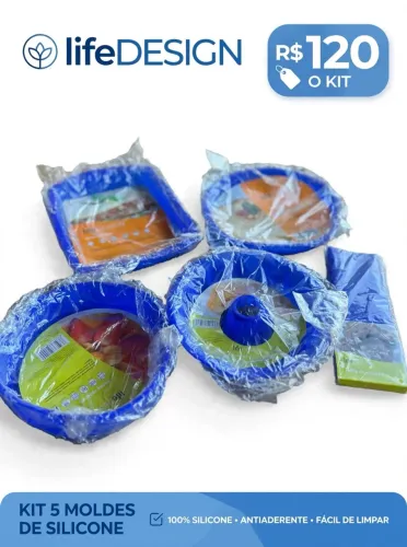 Kit 5 Formas Silicone Azul lifeDESIGN - Novas Lacradas