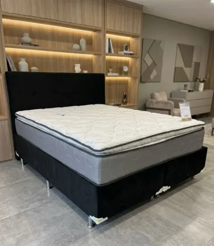 Conjunto Cama Box + Colchão Queen 1,58x1,98 Tuxaua Molas Ensacadas Pillowtop D26 Novo