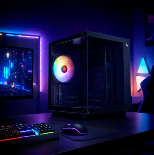 Gabinete Gamer Pichau Atom, Mini-Tower, Lateral de Vidro, com 1 Fan, Preto, PG-ATOM-PK