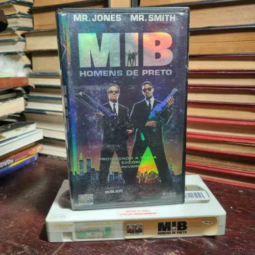 MIB Homens de Preto Vhs Dublado Capa Metálica/Espelhada Fita Branca