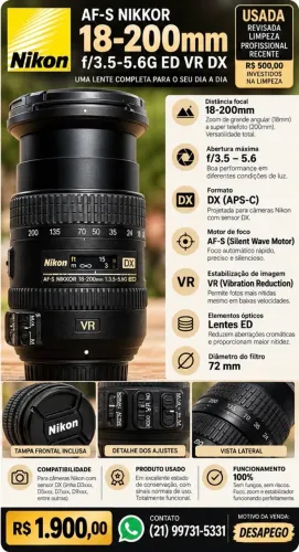 Lente NIKON 18-200mm