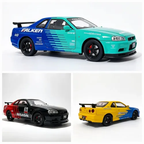 Miniatura Nissan Skyline GT-R R34 Velozes e Furiosos Carrinho de Ferro Carro Coleção 1:24