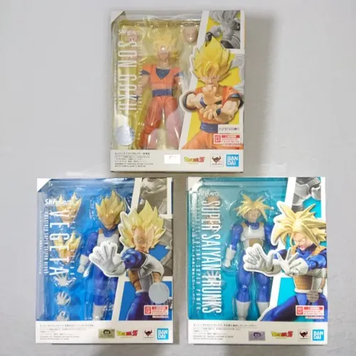 Goku, Vegeta e Trunks Super Saiyan SH Figuarts Dragon Ball Z