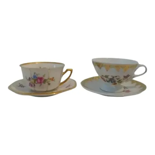 2 Xícaras Café Chá:1 Porcelana Mauá E 1 Schmidt Borda Ouro