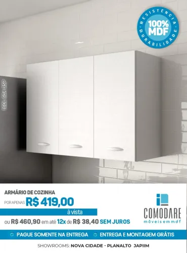 Armário Aéreo de Cozinha 100% MDF por R$ 419