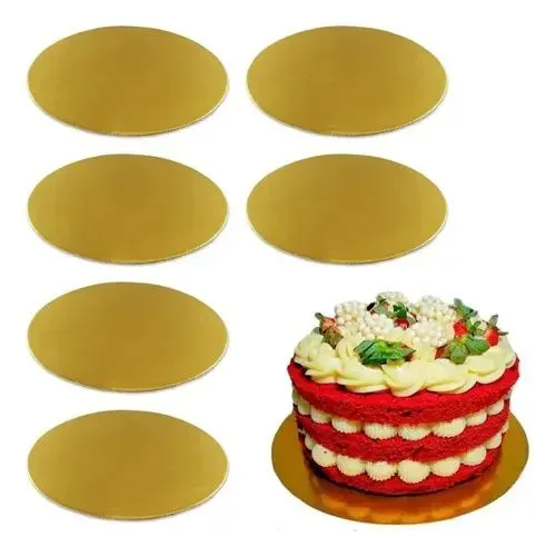 Base Disco Cake Board Dourada (Pacote com 10 unidades)
