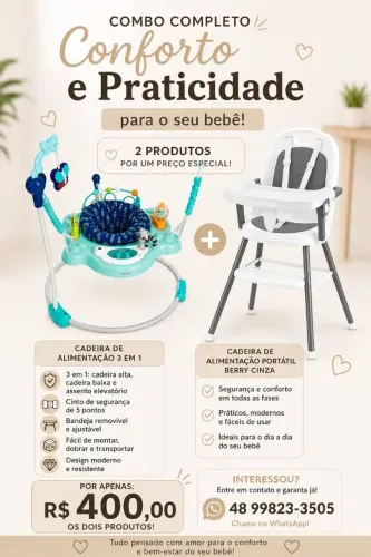 Cadeirinha de alimentação para bebê junto com brinquedo