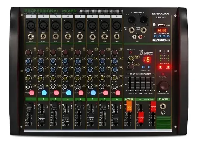 MESA DE SOM AUDIO PROFISSIONAL 8 CANAIS BRIWAX BP-6172 REVERB