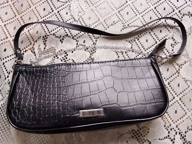 Bolsa Baguete Feminina Maria Milão Pequena De Ombro e Transversal Croco Luxo