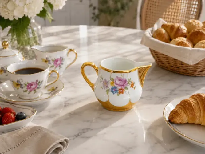 Leiteira cravo Sextavado - Porcelana Mauá