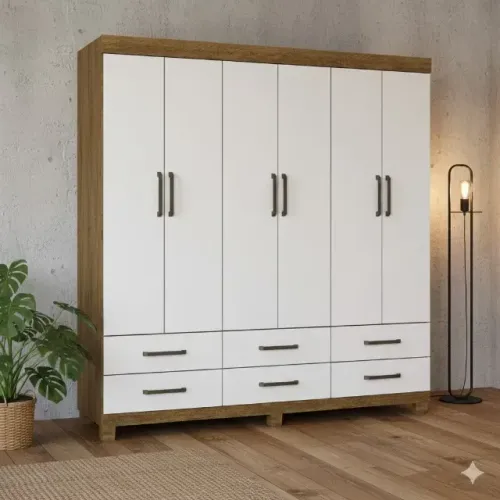 Guarda Roupa Casal Ravel Branco cinamomo - Demóbile
